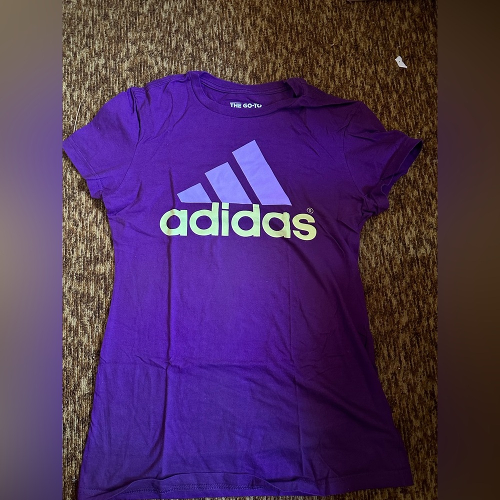 Adidas Women's Purple Tee with White Logo